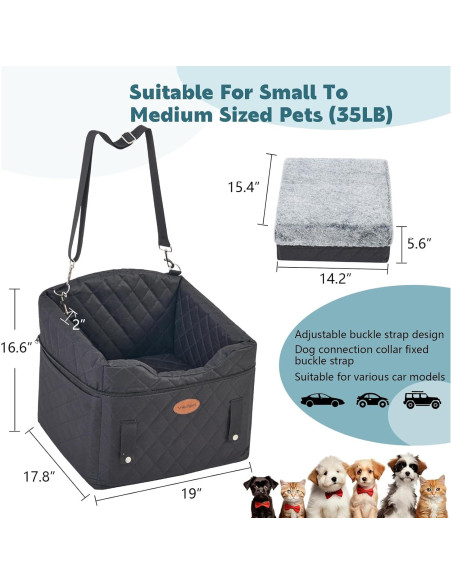 Asiento de Coche para Perros UWELL PETS Negro 46x43x46cm
