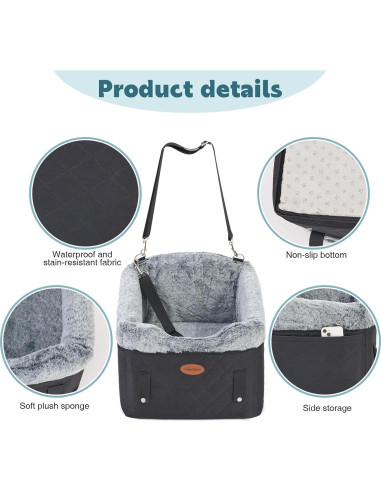 Asiento de Coche para Perros UWELL PETS Negro 46x43x46cm