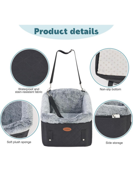 Asiento de Coche para Perros UWELL PETS Negro 46x43x46cm