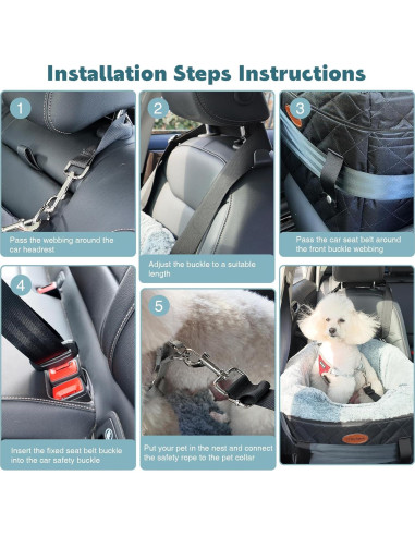 Asiento de Coche para Perros UWELL PETS Negro 46x43x46cm