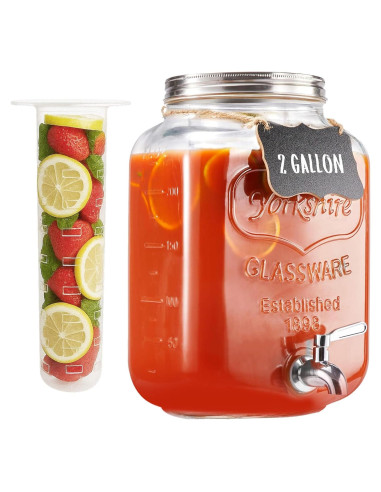 Dispensador de Bebidas de Vidrio JILLSKY 2 Galones con Grifo