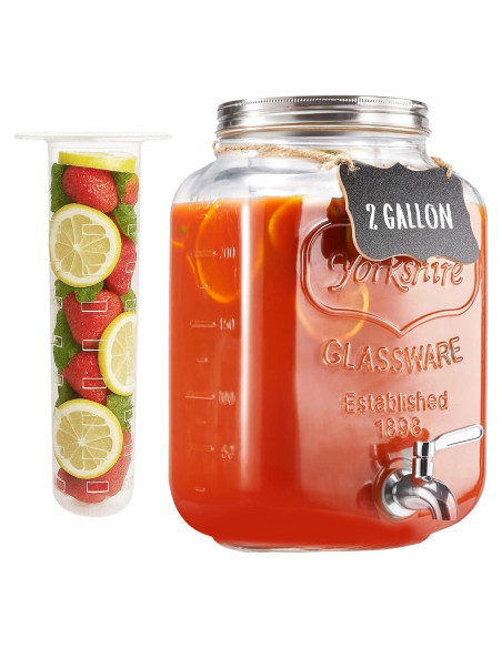 Dispensador de Bebidas de Vidrio JILLSKY 2 Galones con Grifo Dispensador de Bebidas de Vidrio JILLSKY 2 Galones con Grifo