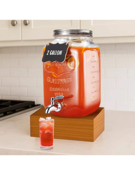 Dispensador de Bebidas de Vidrio JILLSKY 2 Galones con Grifo Dispensador de Bebidas de Vidrio JILLSKY 2 Galones con Grifo