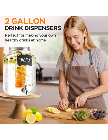 Dispensador de Bebidas de Vidrio JILLSKY 2 Galones con Grifo Dispensador de Bebidas de Vidrio JILLSKY 2 Galones con Grifo