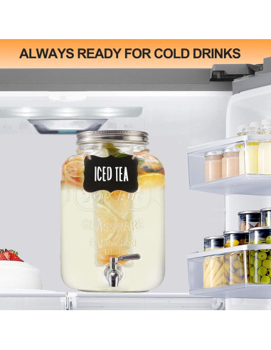 Dispensador de Bebidas de Vidrio JILLSKY 2 Galones con Grifo