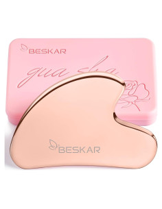 Masajeador Gua Sha Facial BESKAR Acero Inoxidable Rosa 5.5cm