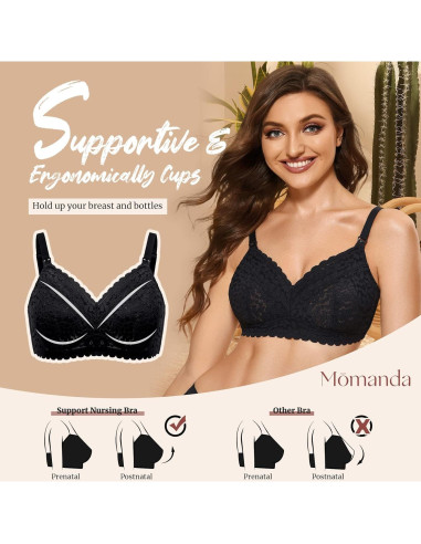 Sostenedor de Lactancia Momanda A113 con Encaje Negro 32B
