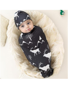 Manta de Envuelo para Recién Nacido Galabloomer con Gorro 2