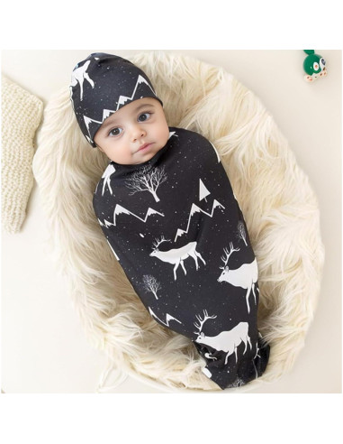 Manta de Envuelo para Recién Nacido Galabloomer con Gorro