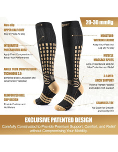 Calcetines de Compresión de Cobre NEENCA, 20-30 mmHg, 1 Par 2