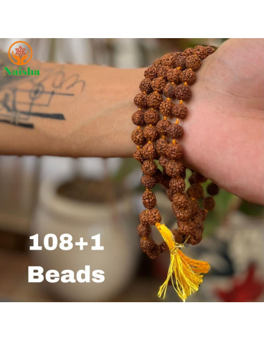 Mala de Rudraksha 108+1 Cuentas NAISHA 8 mm para Meditación