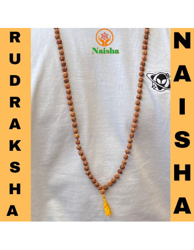 Mala de Rudraksha 108+1 Cuentas NAISHA 8 mm para Meditación