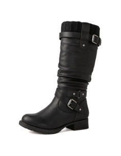Botas de Motocicleta para Mujer Globalwin - Cuero Sintético Negro