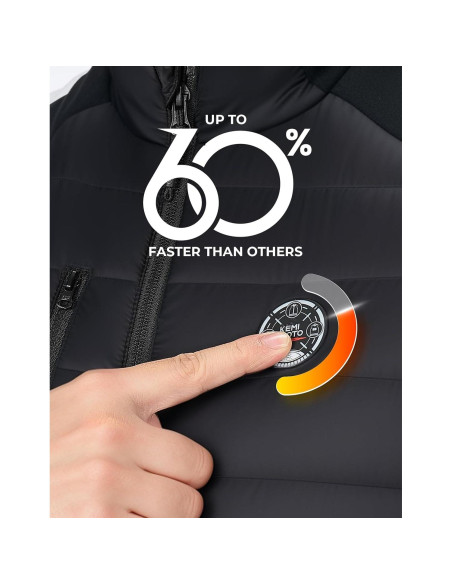 Chaleco Térmico Calentado KEMIMOTO para Hombres y Mujeres - Negro