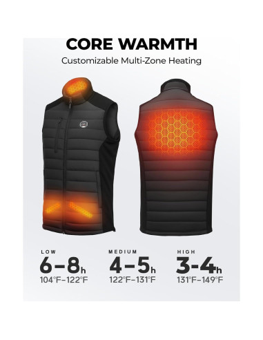 Chaleco Térmico Calentado KEMIMOTO para Hombres y Mujeres - Negro