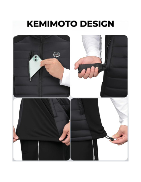 Chaleco Térmico Calentado KEMIMOTO para Hombres y Mujeres - Negro
