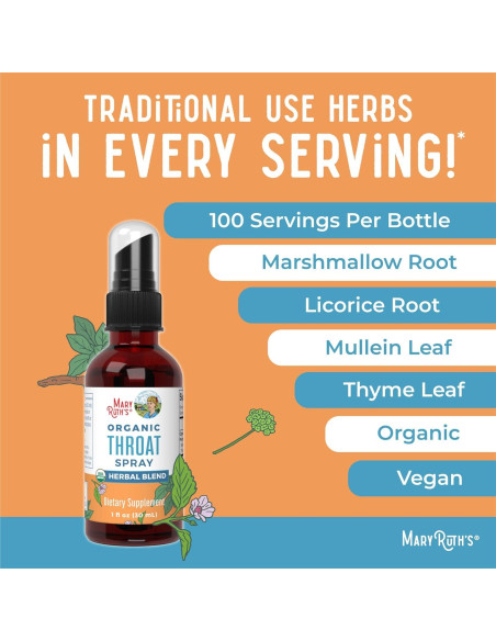 Spray Orgánico para la Garganta MaryRuth 30 ml | 4 Hierbas