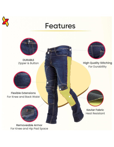 Pantalones de Motocicleta Juicy Trendz con Almohadillas 36W x 86L