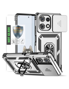 Funda AYMECL para Moto G Power 2025 con Soporte 360 Plata