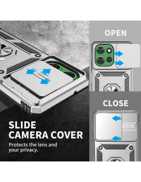 Funda AYMECL para Moto G Power 2025 con Soporte 360 Plata