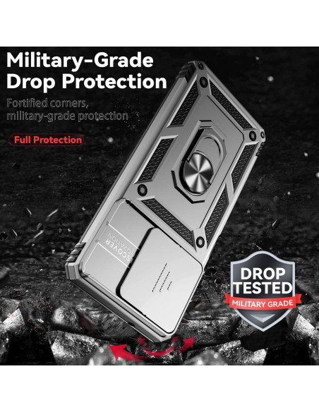 Funda AYMECL para Moto G Power 2025 con Soporte 360 Plata