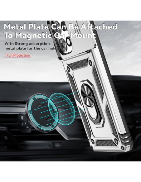 Funda AYMECL para Moto G Power 2025 con Soporte 360 Plata