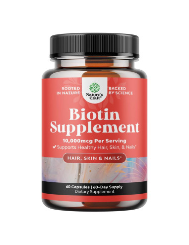 Biotina Pura 10000 mcg Natures Craft - Suplemento Cabello y Piel