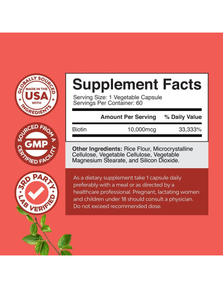 Biotina Pura 10000 mcg Natures Craft - Suplemento Cabello y Piel Biotina Pura 10000 mcg Natures Craft - Suplemento Cabello y Piel