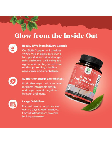 Biotina Pura 10000 mcg Natures Craft - Suplemento Cabello y Piel