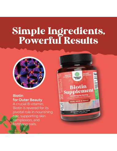 Biotina Pura 10000 mcg Natures Craft - Suplemento Cabello y Piel