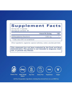 Suplemento DL-Fenilalanina Pure Encapsulations 180 Cápsulas 2