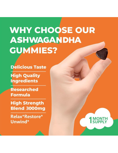 Gomitas de Ashwagandha 3000mg Suiyilary - 60 Unidades Sabor Fresa