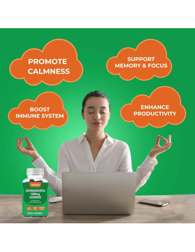 Gomitas de Ashwagandha 3000mg Suiyilary - 60 Unidades Sabor Fresa