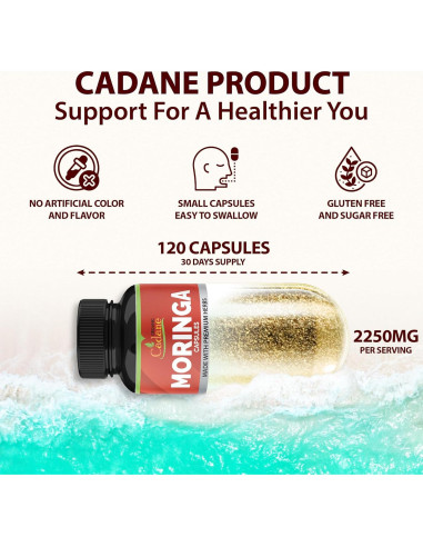 Cápsulas de Moringa Orgánica Cadane 120 unidades - Suplemento Inmunológico