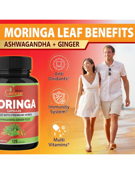 Cápsulas de Moringa Orgánica Cadane 120 unidades - Suplemento Inmunológico
