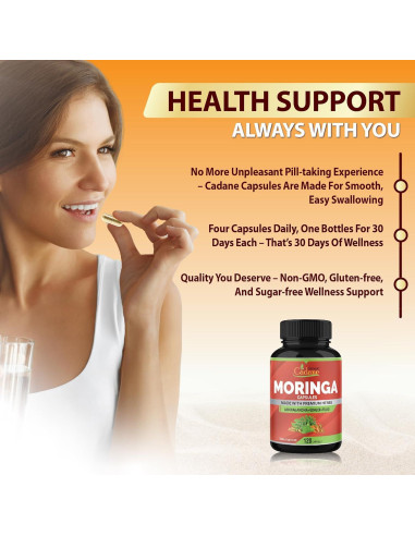 Cápsulas de Moringa Orgánica Cadane 120 unidades - Suplemento Inmunológico
