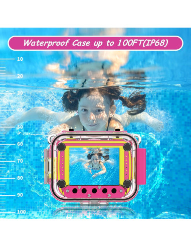 Cámara Submarina Ourlife Rosa 1080P para Niños 3-12 Años
