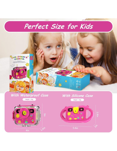 Cámara Submarina Ourlife Rosa 1080P para Niños 3-12 Años