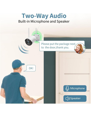 Cámara de Seguridad Inalámbrica OHWOAI 130 Gran Angular con Audio