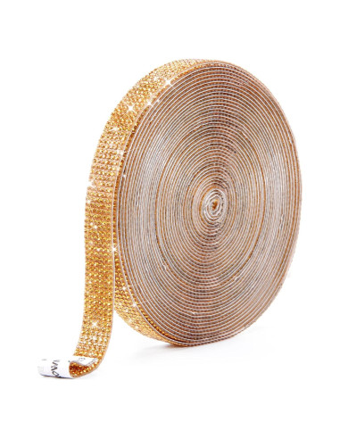 Cinta de Rhinestone Autoadhesiva Grande&Sueño 1.3 cm x 3 m Dorado