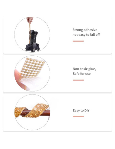 Cinta de Rhinestone Autoadhesiva Grande&Sueño 1.3 cm x 3 m Dorado