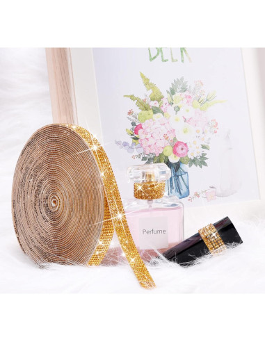 Cinta de Rhinestone Autoadhesiva Grande&Sueño 1.3 cm x 3 m Dorado