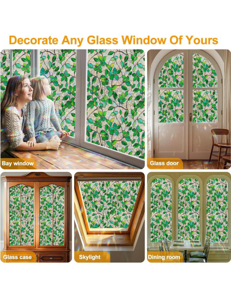 Película de Privacidad para Ventanas COUNTEWOL 44.5x200cm Verde Película de Privacidad para Ventanas COUNTEWOL 44.5x200cm Verde