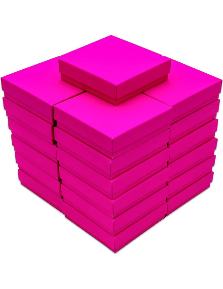 Cajas de Cartón Rellenas de Algodón Kraft - Fucsia Neón - 25 Unidades