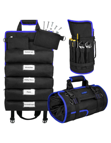 Bolsa de Herramientas Enrollable LEFOR-Z 13 Bolsillos Negra/Azul