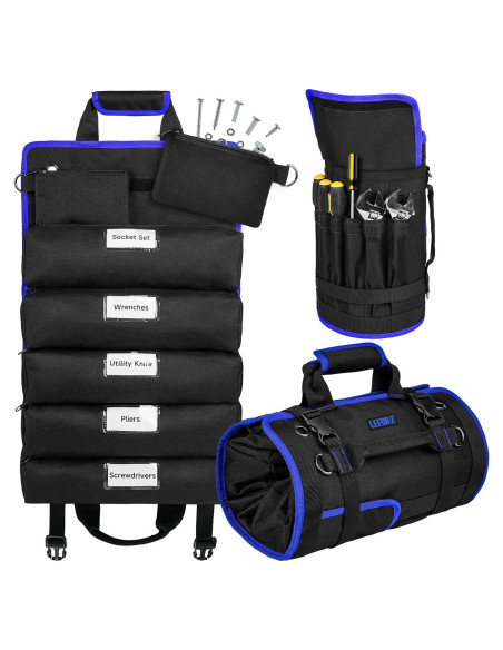Bolsa de Herramientas Enrollable LEFOR-Z 13 Bolsillos Negra/Azul