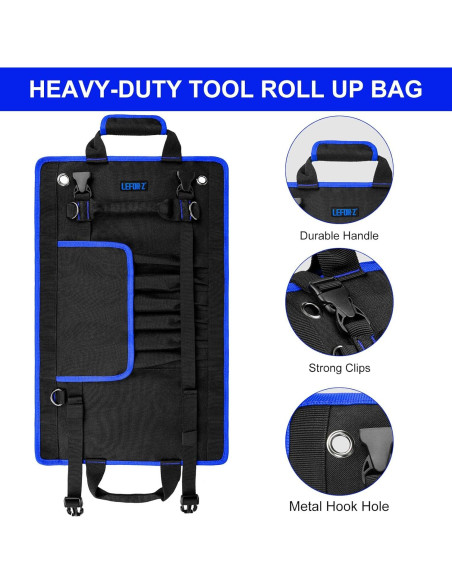 Bolsa de Herramientas Enrollable LEFOR-Z 13 Bolsillos Negra/Azul