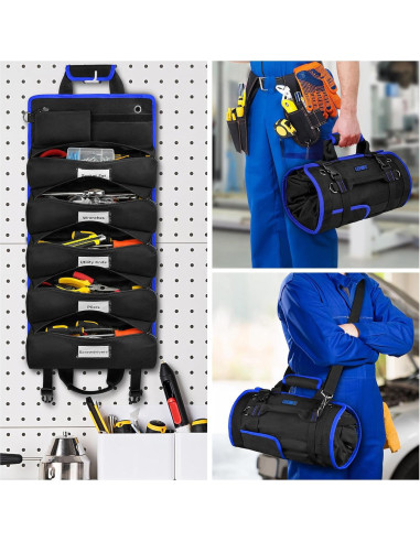Bolsa de Herramientas Enrollable LEFOR-Z 13 Bolsillos Negra/Azul