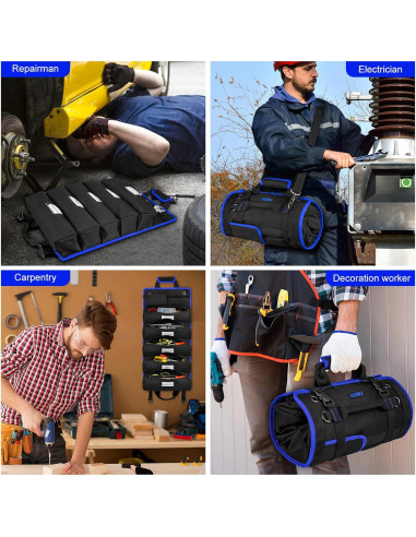 Bolsa de Herramientas Enrollable LEFOR-Z 13 Bolsillos Negra/Azul