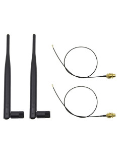 Kit 2 Antenas Omni-Direccionales 6dBi + 2 Cables 20cm RP-SMA